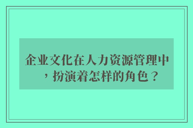 开云软件的文化在人力资源管理中，扮演着怎样的角色？
